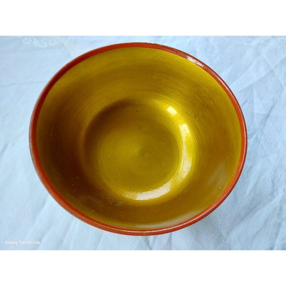 Two pieces of Russian khokhloma folkart wood bowls strawberries and red flowers - Picture 9 of 10